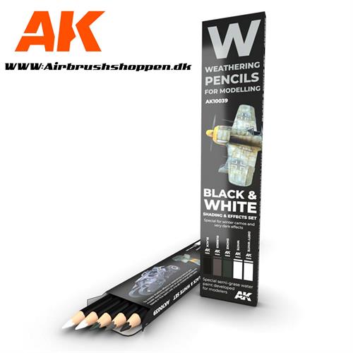Weathering blyant sæt BLACK & WHITE: SHADING & EFFECTS SET - AK10039 AK-Interactive.